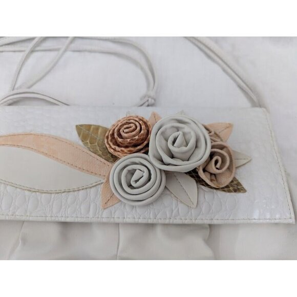 2 bags by Sylvia Cee vintage 1980s floral purse, white peach pink 44" strap P6 - Picture 12 of 12